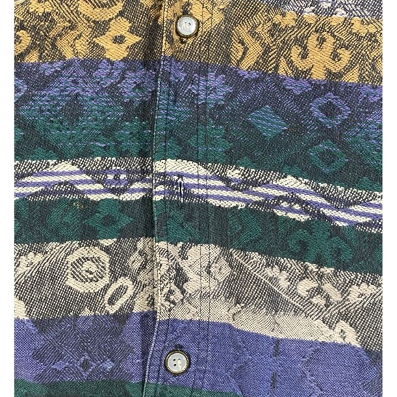Vtg Lemon & Soda Boho Western Shacket Heavy Cotton Stripes Multicolor Textured M - Picture 5 of 12